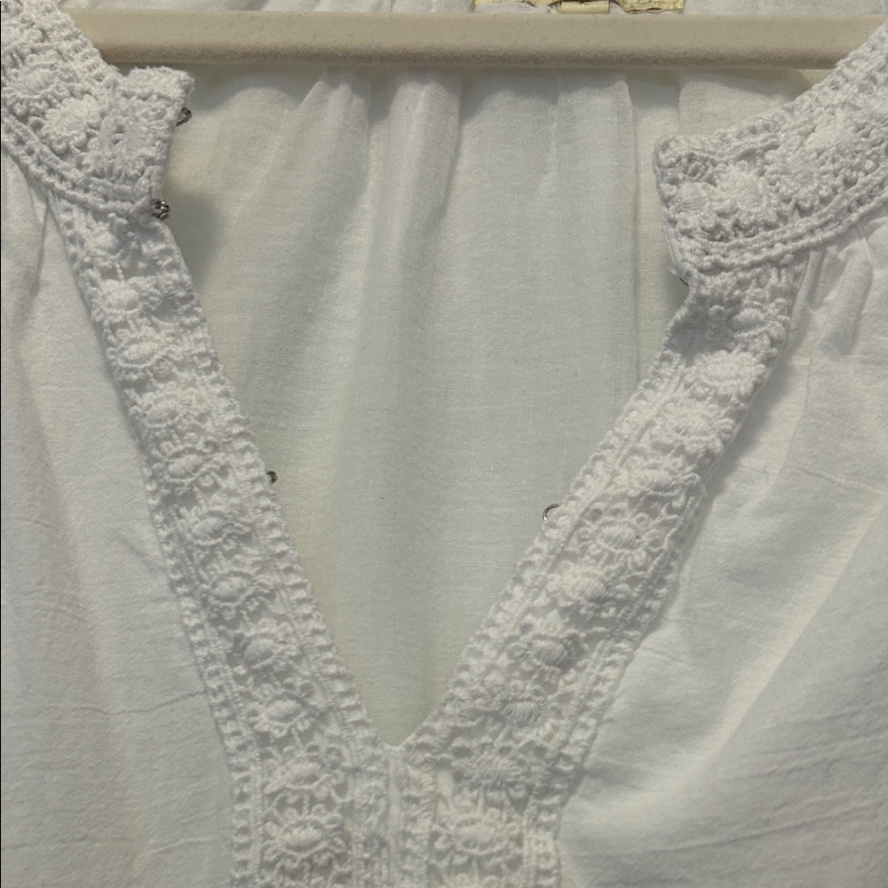 RubyYaya Eyelet Dress Size S White BellSleeve Boho Embroidered - Picture 4 of 16
